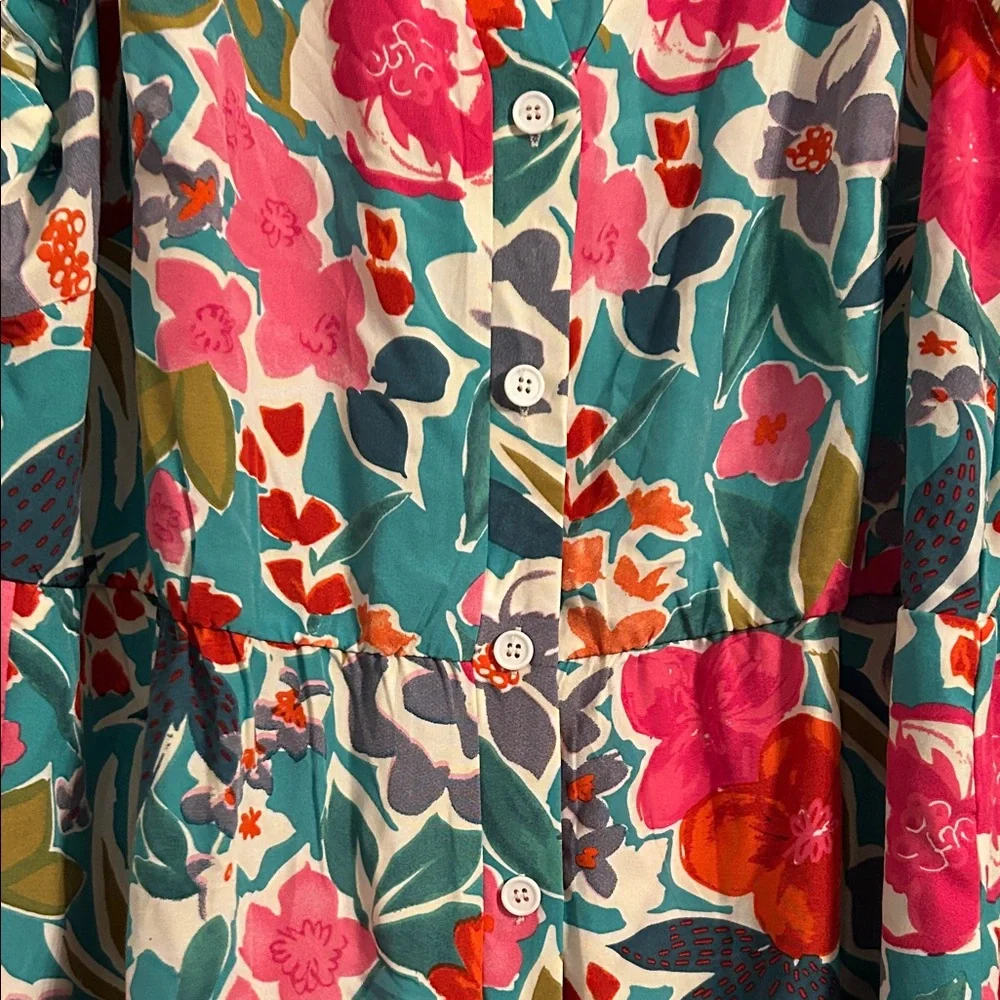 BloomChic Floral Jumpsuit - Pink, Orange, Green, Blue size 2X 18/20 NWT wide leg - Picture 9 of 10